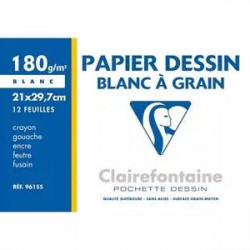 Pochette de 12 feuilles de papier à grain 24*32 cm - 180 g